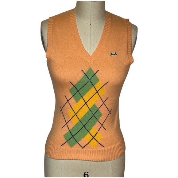 Le Tigre Peach Aragile V-Neck Vest Knit Sweater Vest Size XS Preppy Academia - Picture 1 of 5